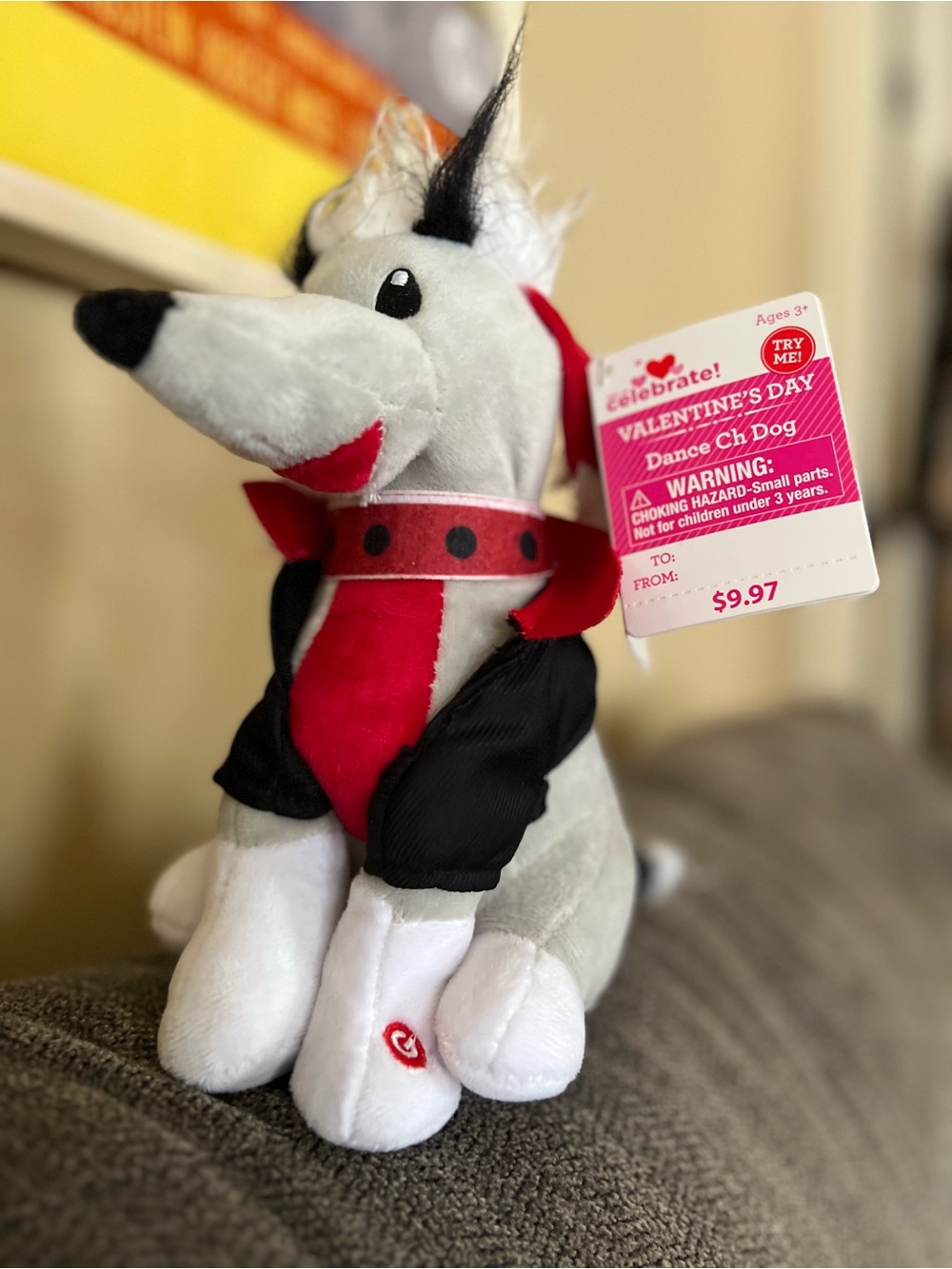 Chinese Created Valentine's Day Red & Gray Dance Dog Plush Vampire FREAK
